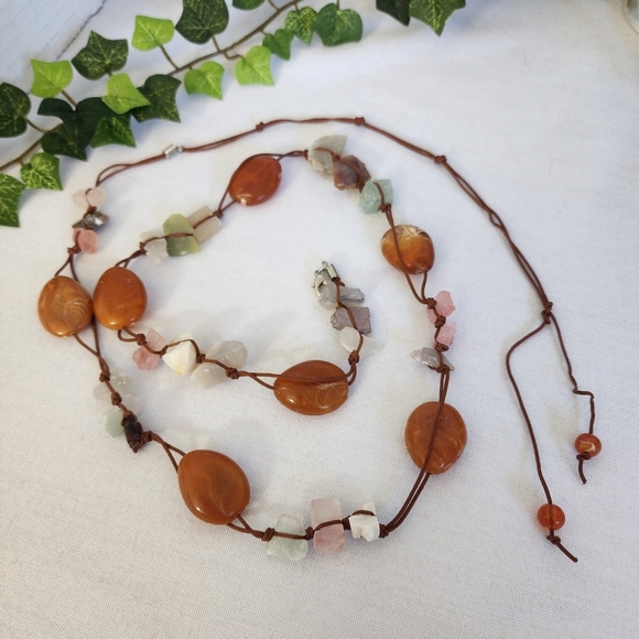 Natural Stone and Raw Crystal String Waist Chain Belt or Necklace - Picture 1 of 10
